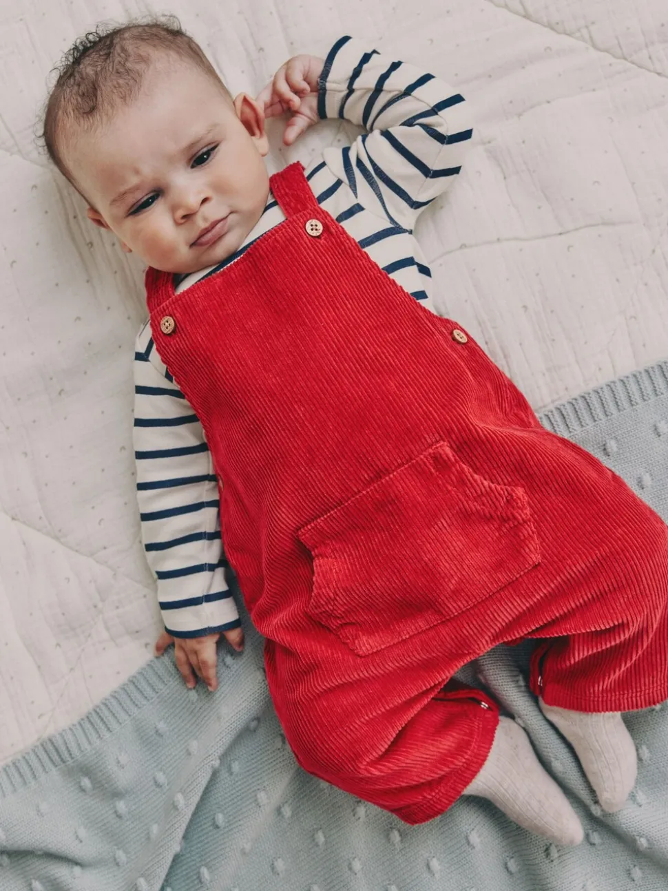 Rood - Corduroy bretelbroeken en Bodysuit set (0mnd-2jr)
