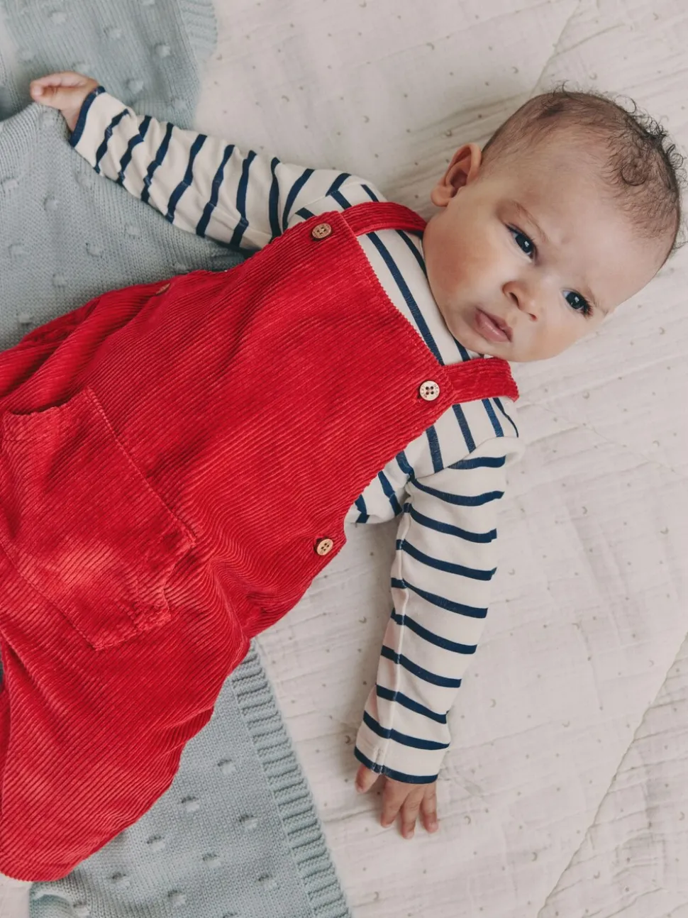 Rood - Corduroy bretelbroeken en Bodysuit set (0mnd-2jr)