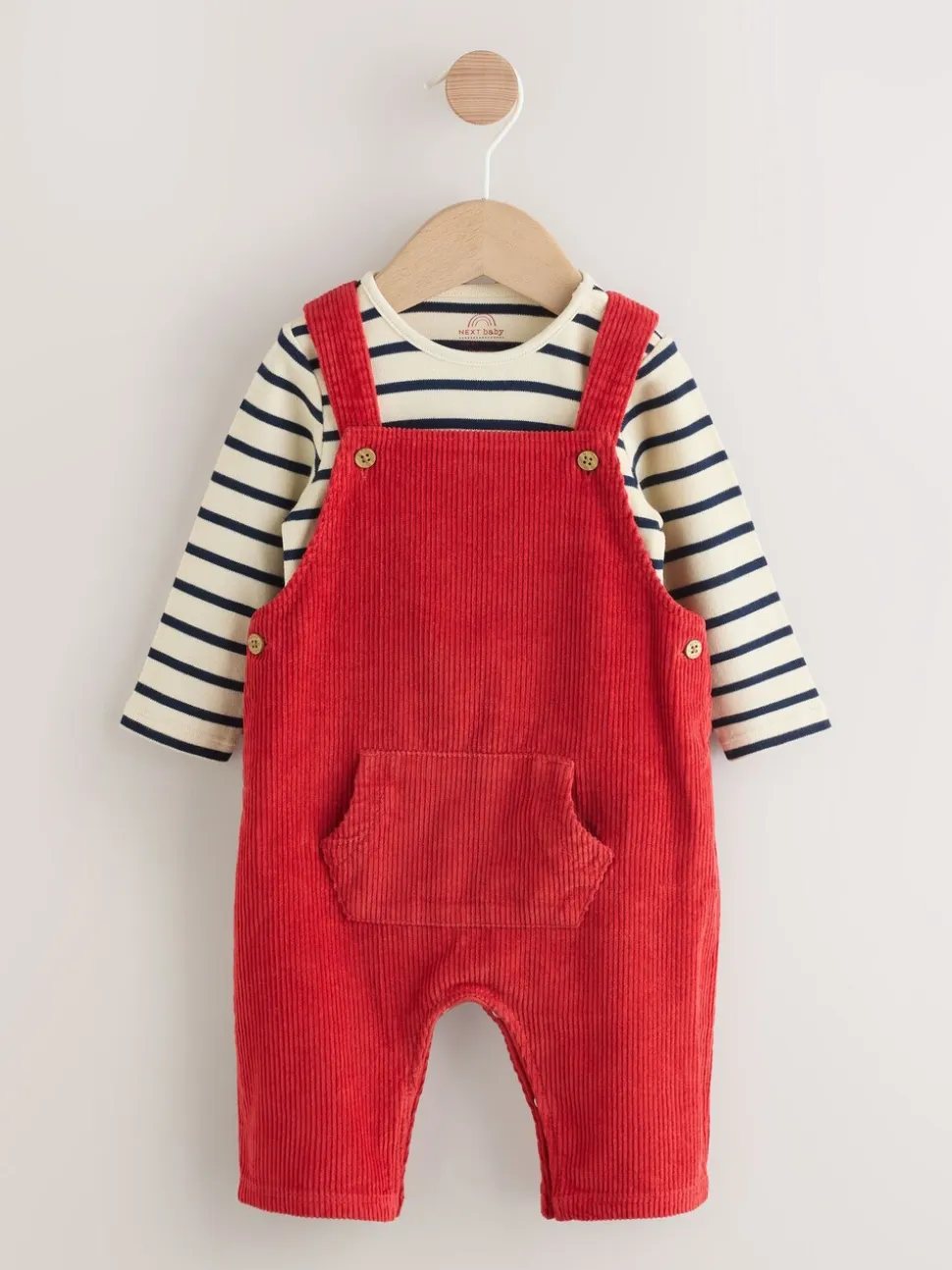 Rood - Corduroy bretelbroeken en Bodysuit set (0mnd-2jr)