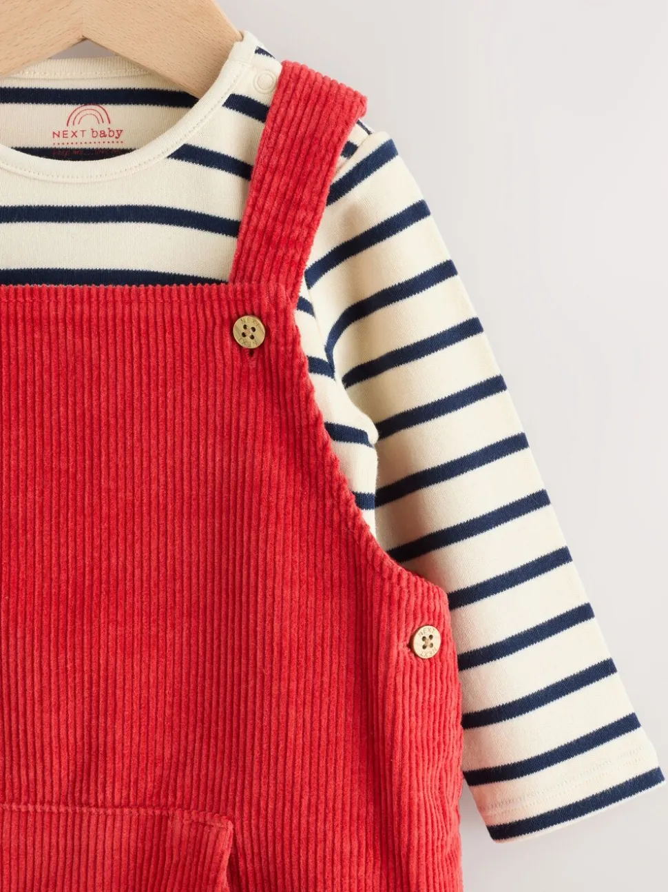 Rood - Corduroy bretelbroeken en Bodysuit set (0mnd-2jr)