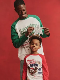 Rood - Cotton On Adult Matching Family Christmas Raglan Long Sleeve Pyjamas Set