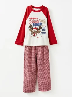 Rood - Cotton On Adult Matching Family Christmas Raglan Long Sleeve Pyjamas Set