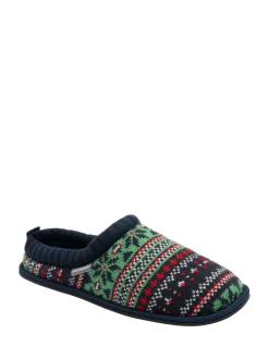 Rood - Dunlop heren pantoffelmuiltjes met Fairisle-patroon en warme voering