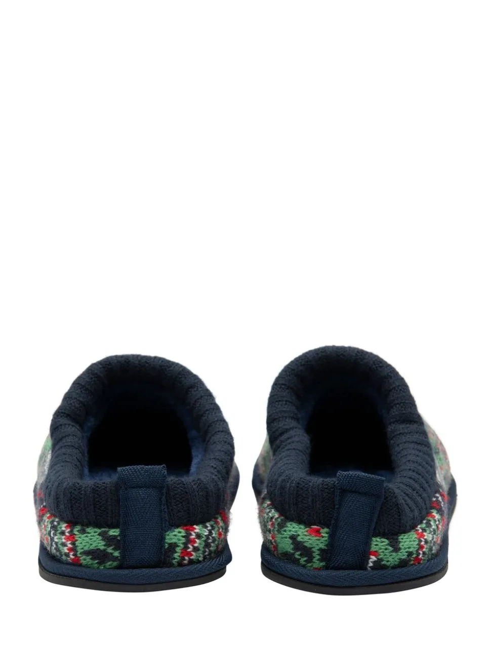 Rood - Dunlop heren pantoffelmuiltjes met Fairisle-patroon en warme voering