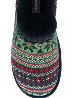 Rood - Dunlop heren pantoffelmuiltjes met Fairisle-patroon en warme voering