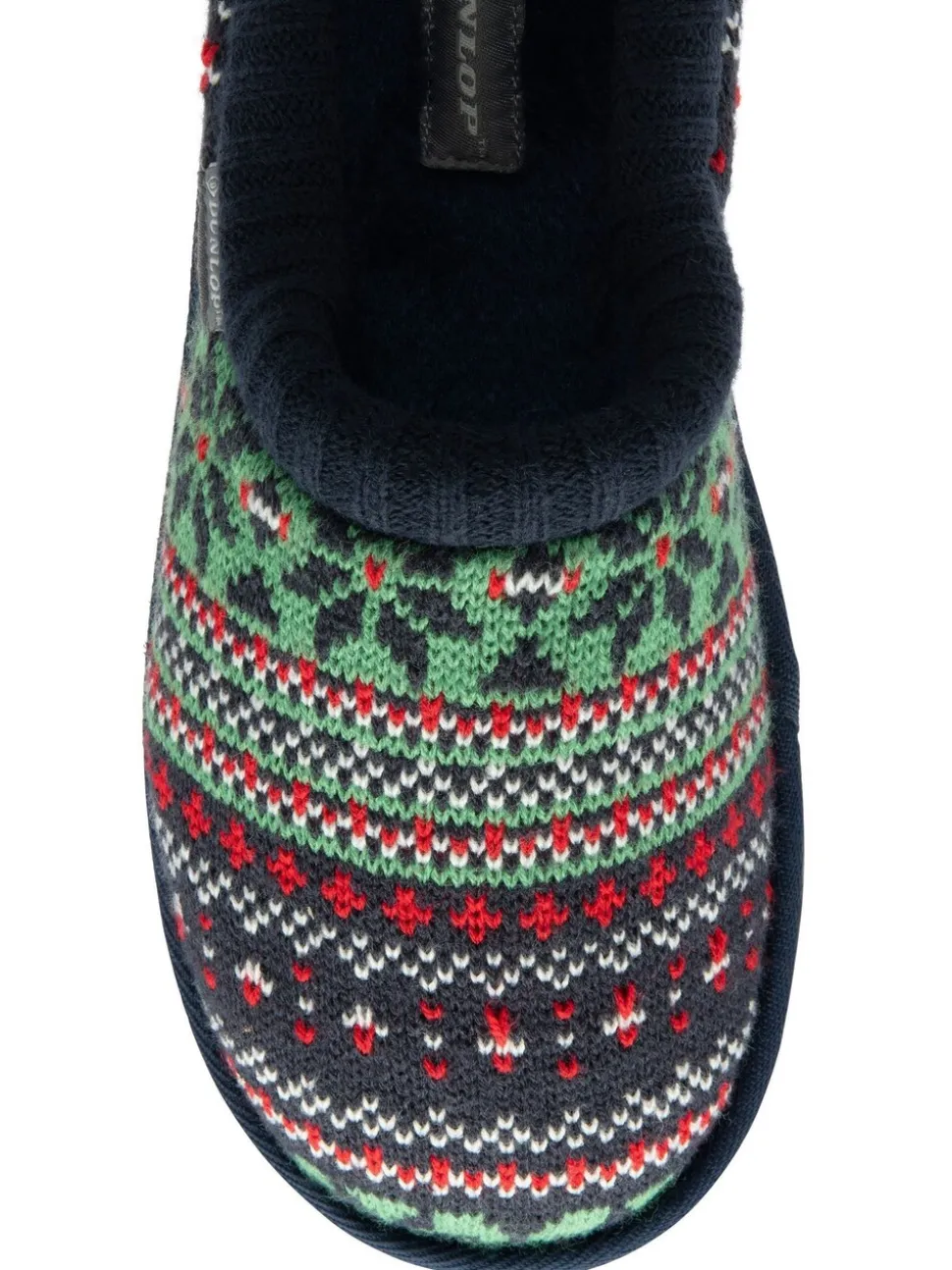 Rood - Dunlop heren pantoffelmuiltjes met Fairisle-patroon en warme voering
