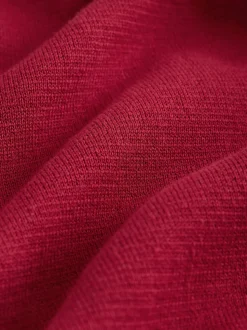 Rood - Effen - Regular fit 100% katoenen premium trui met korte rits