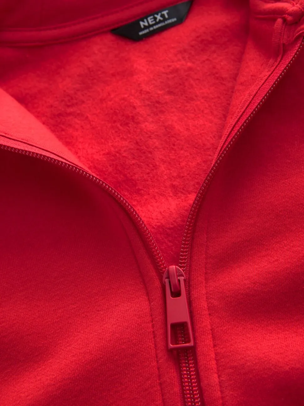 Rood - Effen hoodie met doorlopende rits (3-16 jr)