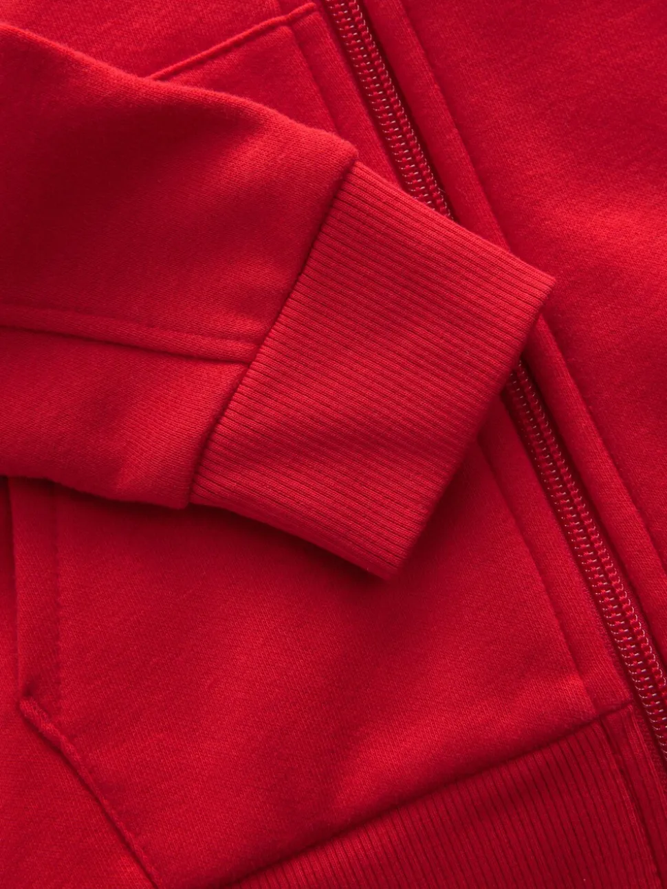 Rood - Effen hoodie met doorlopende rits (3-16 jr)