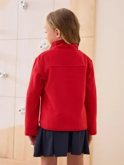 Rood - Fleece jack met rits en zakken (3-16 jr)