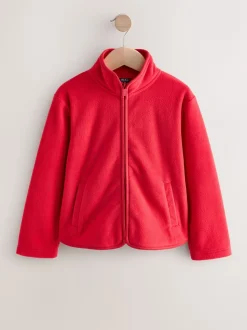 Rood - Fleece jack met rits en zakken (3-16 jr)