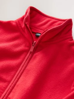 Rood - Fleece jack met rits en zakken (3-16 jr)