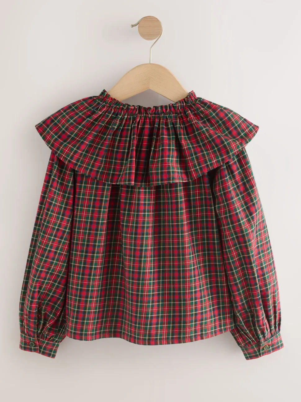 Rood - Geruite blouse met ruches aan de kraag (3-16jaar)