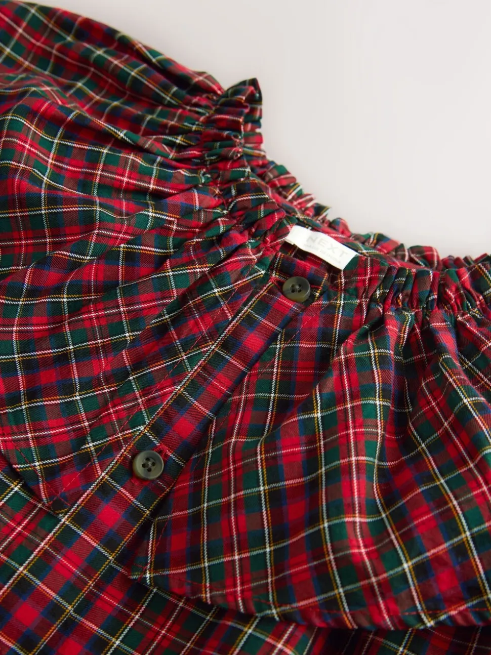Rood - Geruite blouse met ruches aan de kraag (3-16jaar)