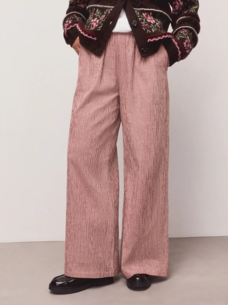 Rood - Gingham Wide Leg Trousers