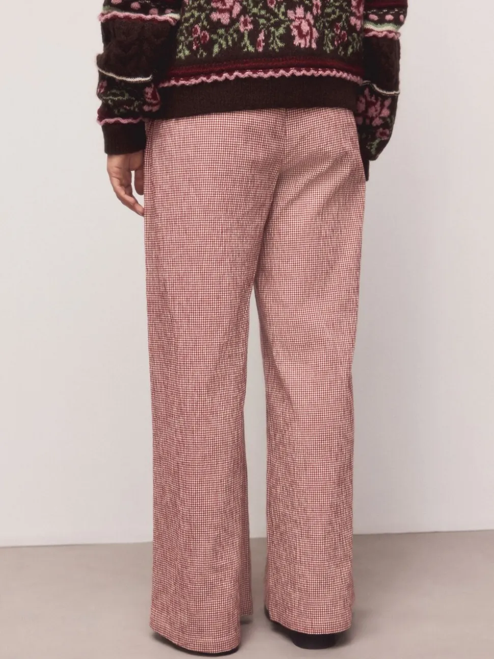 Rood - Gingham Wide Leg Trousers