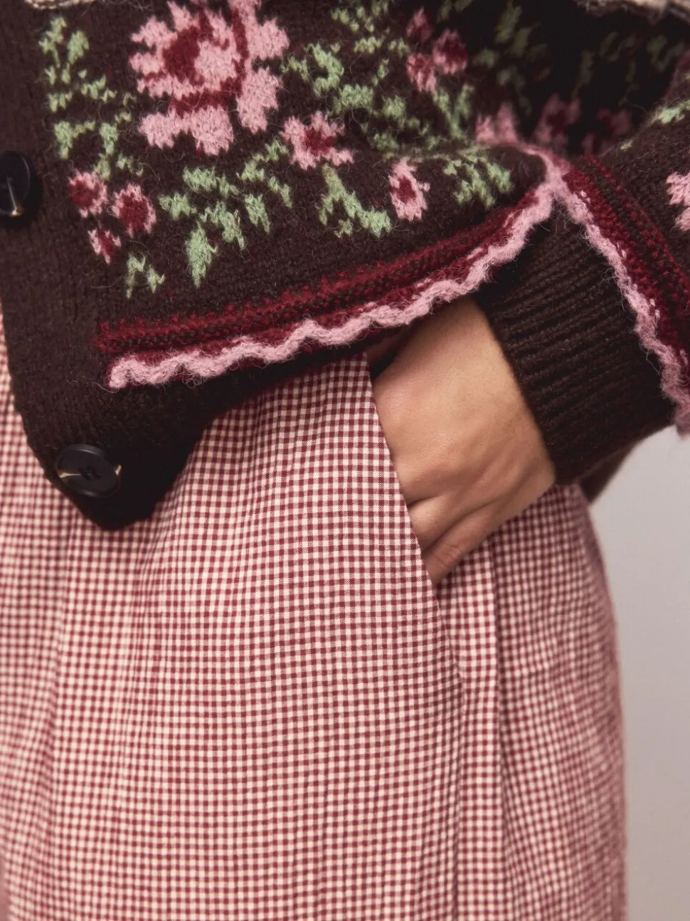 Rood - Gingham Wide Leg Trousers
