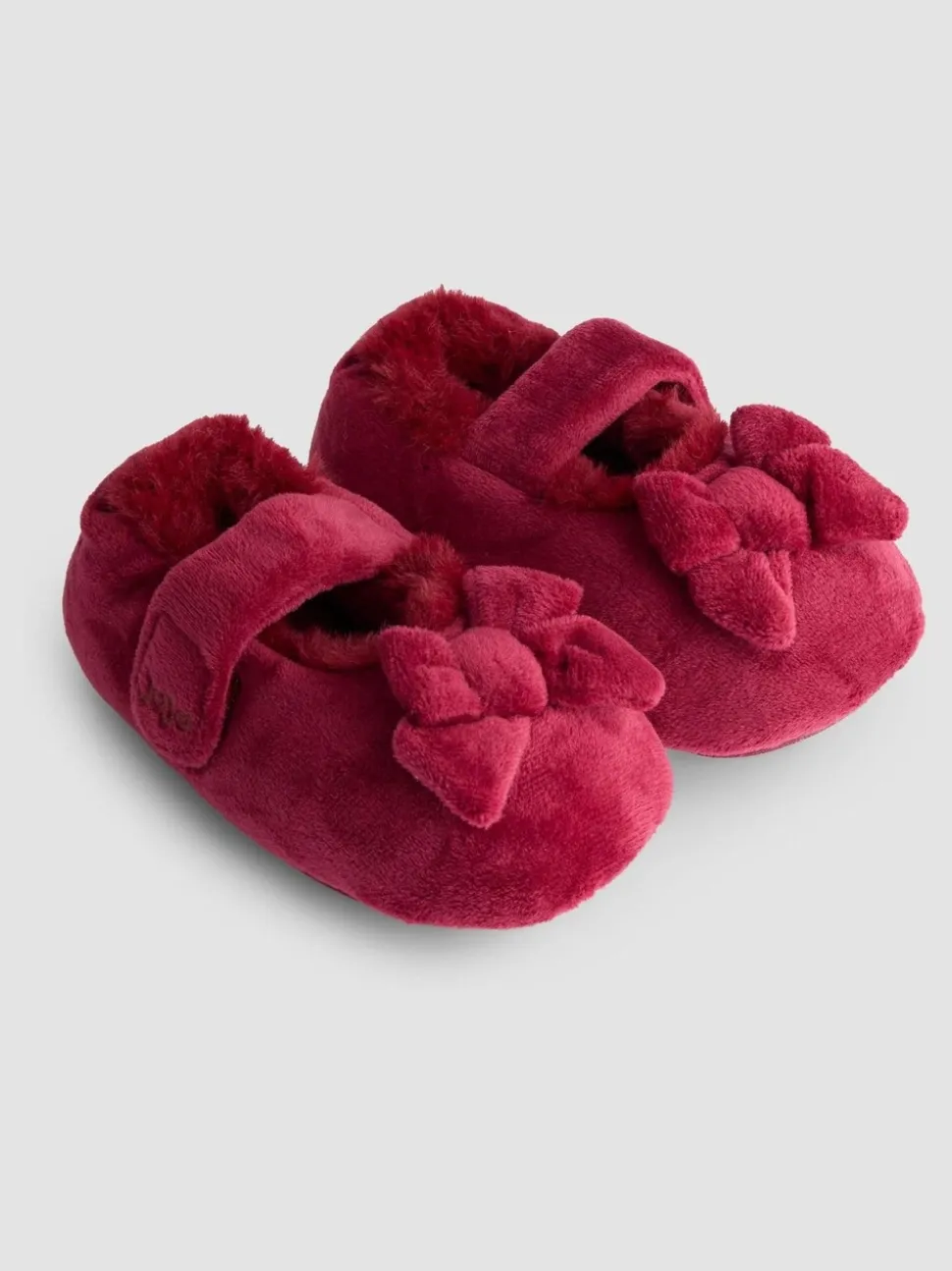 Rood - JoJo Maman Bébé Velvet Bow Ballet Pump Slippers