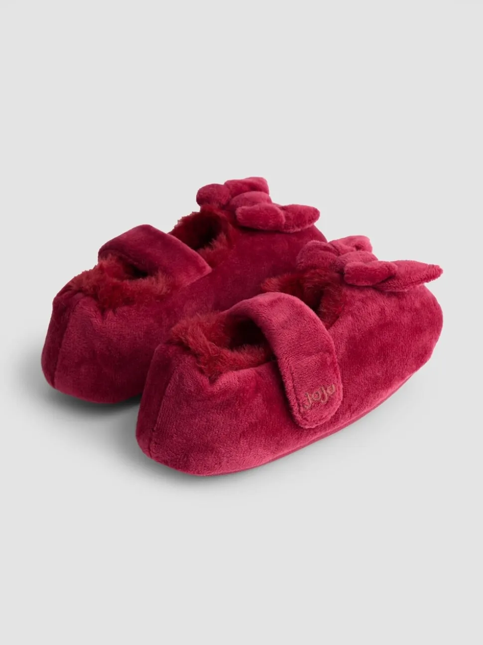 Rood - JoJo Maman Bébé Velvet Bow Ballet Pump Slippers