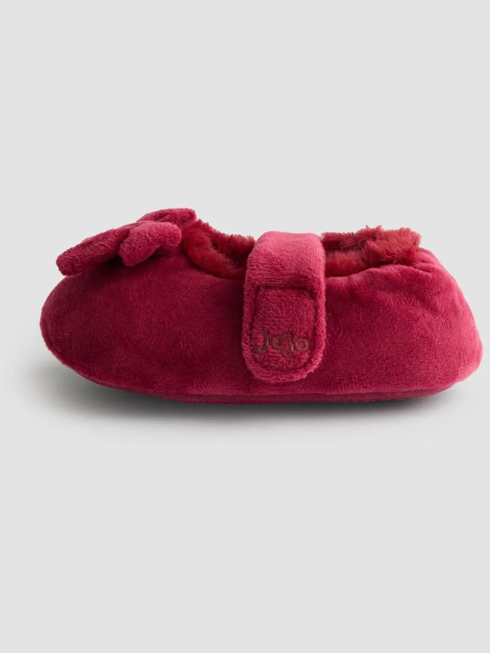 Rood - JoJo Maman Bébé Velvet Bow Ballet Pump Slippers