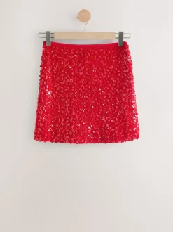 Rood - Mini-rok met lovertjes