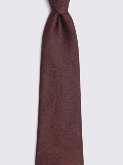 Rood - MOSS Bruiloft Paisley Stropdas