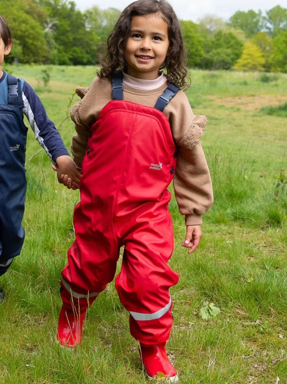Rood - Muddy Puddles waterdichte geïsoleerde Puddleflex bretelbroek