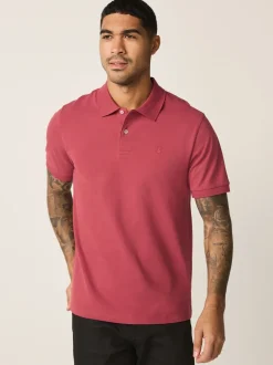 Rood - Normale Pasvorm - Piqué poloshirt met korte mouwen