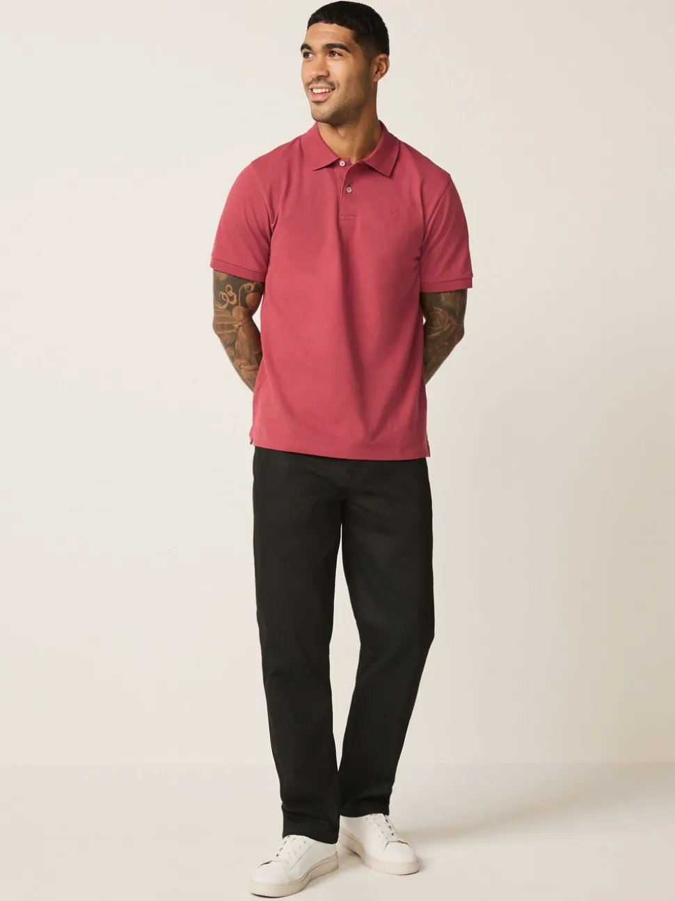 Rood - Normale Pasvorm - Piqué poloshirt met korte mouwen
