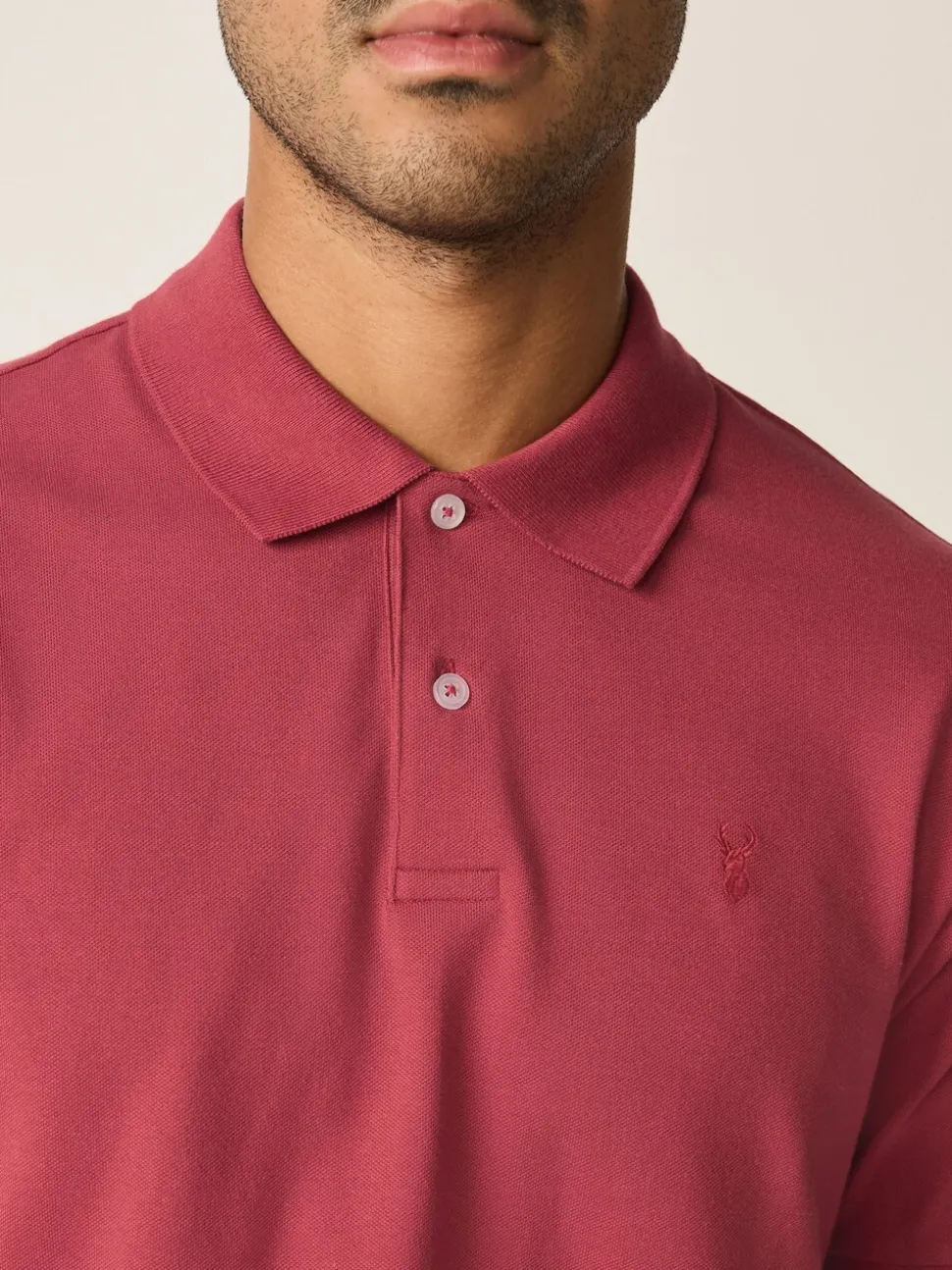 Rood - Normale Pasvorm - Piqué poloshirt met korte mouwen