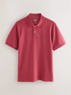 Rood - Normale Pasvorm - Piqué poloshirt met korte mouwen