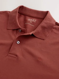 Rood - Normale Pasvorm - Piqué polo met lange mouwen