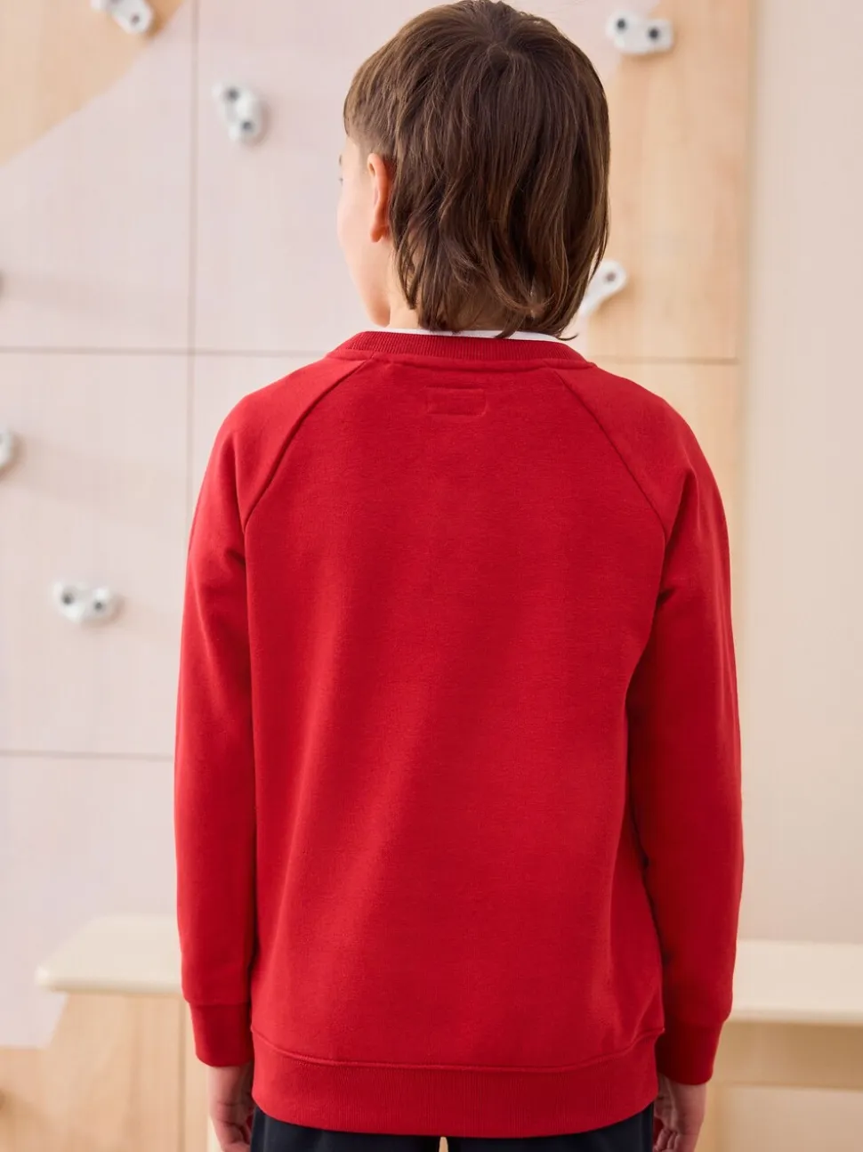 Rood - Schoolsweater met ronde hals (3-17jr)