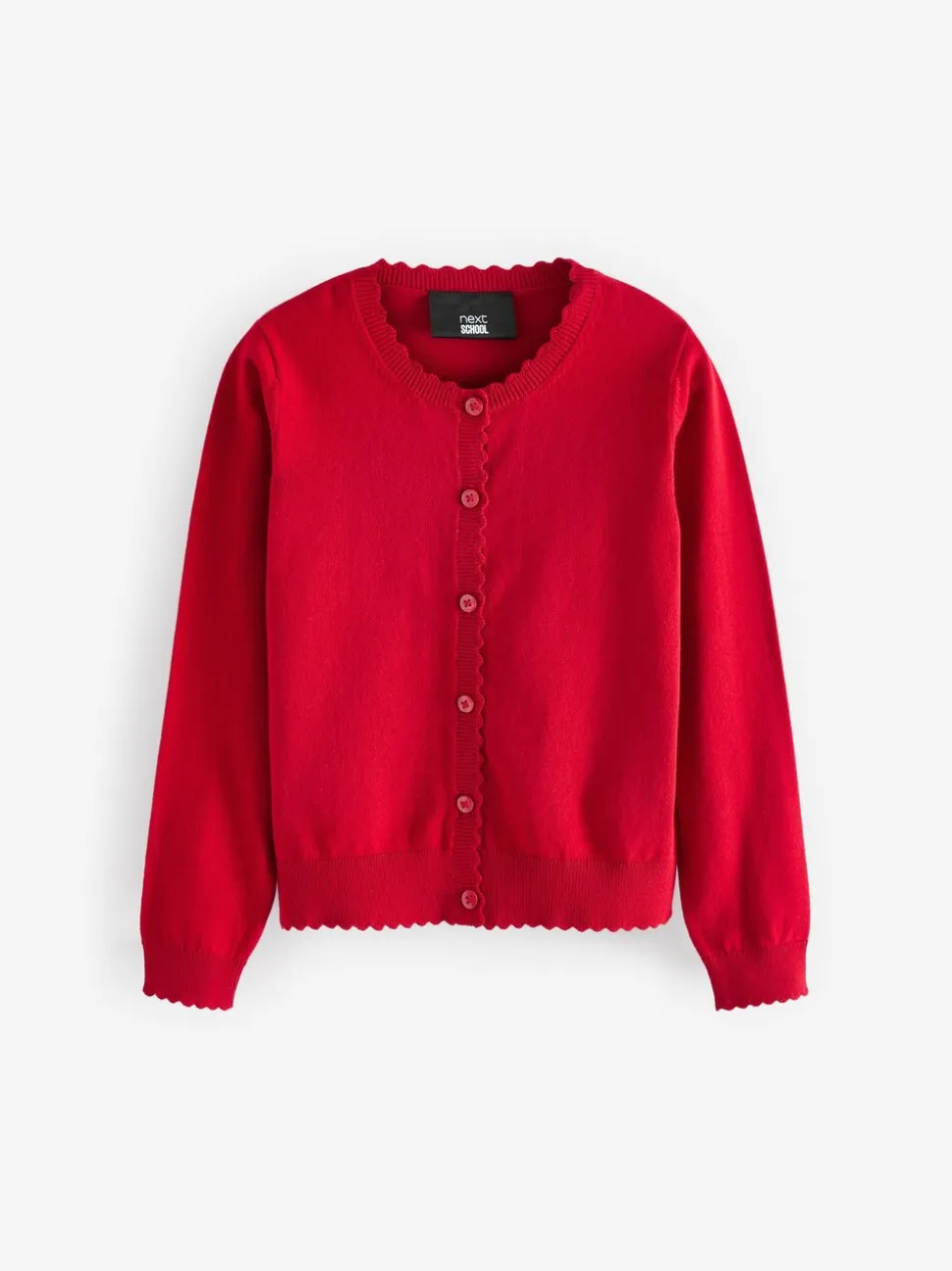 Rood - Schoolvest met geschulpte rand van katoen (3-16 jr)