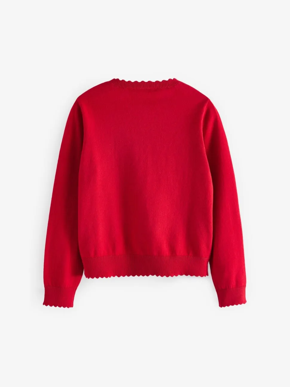 Rood - Schoolvest met geschulpte rand van katoen (3-16 jr)