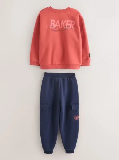 Rood - set van Baker by Ted Baker sweatshirt en cargojoggingbroek