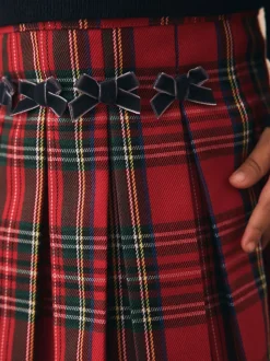 Rood - Tartan Bow Skirt with Navy Tights (3mths-7yrs)