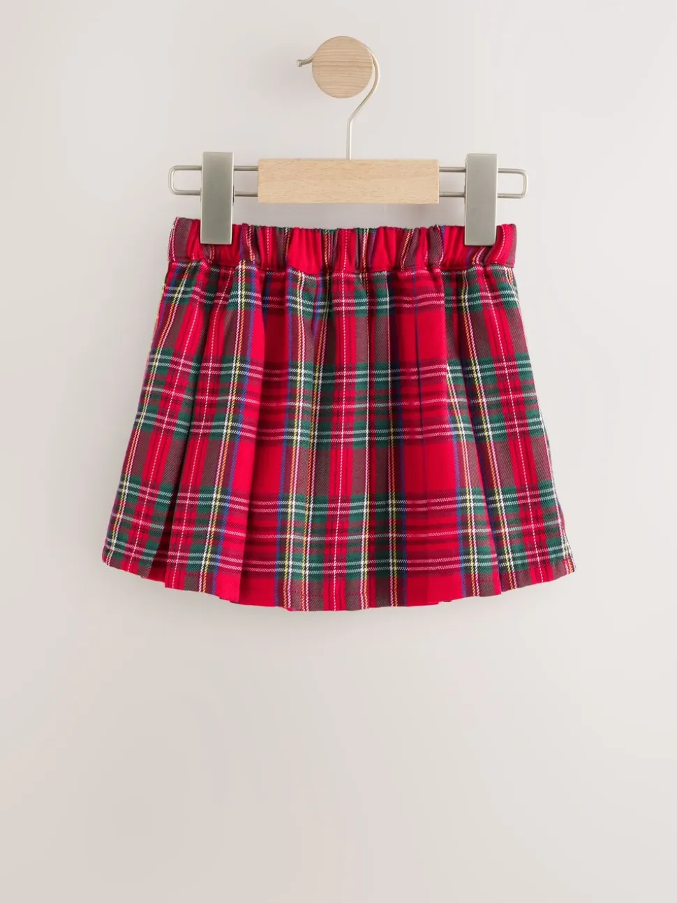 Rood - Tartan Bow Skirt with Navy Tights (3mths-7yrs)