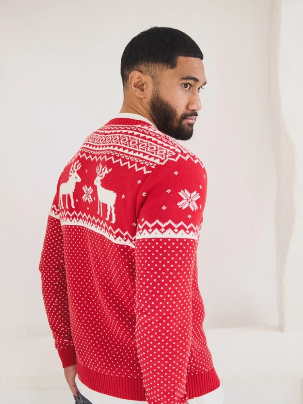 Rood - The Little Tailor kersttrui met rendierfairislepatroon