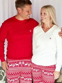 Rood - The Little Tailor kerstpyjama voor heren met rendier en fairisle-patroon