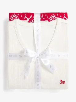 Rood - The Little Tailor kerstpyjama voor heren met rendier en fairisle-patroon