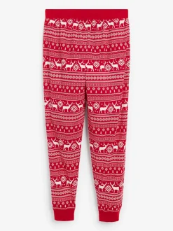 Rood - The Little Tailor kerstpyjama voor heren met rendier en fairisle-patroon