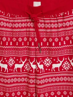 Rood - The Little Tailor kerstpyjama voor heren met rendier en fairisle-patroon
