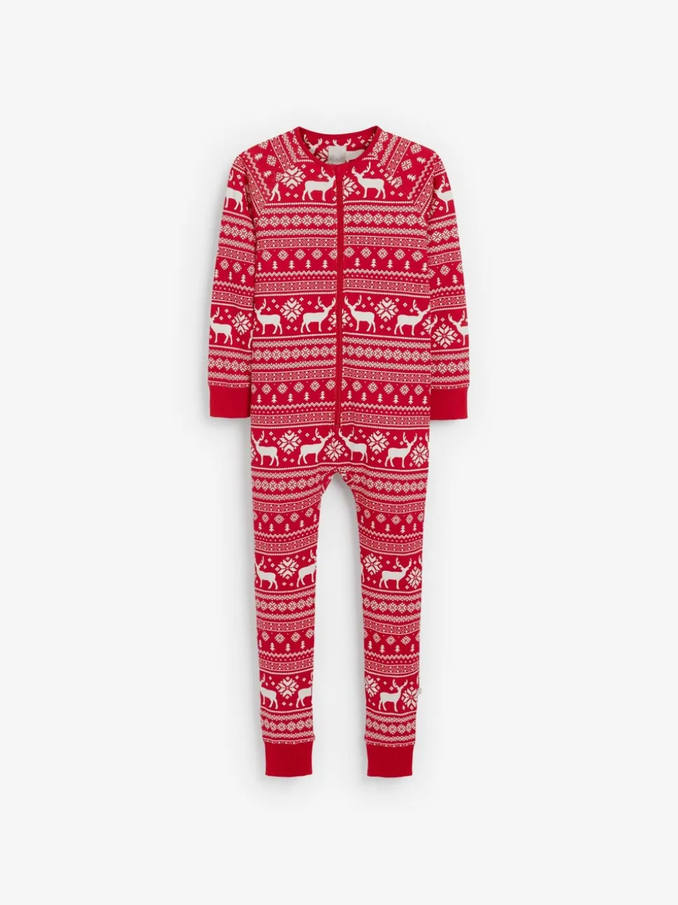 Rood - The Little Tailor Kids Rendier kerstmis fair isle-patroon 100% katoen alles-in-één