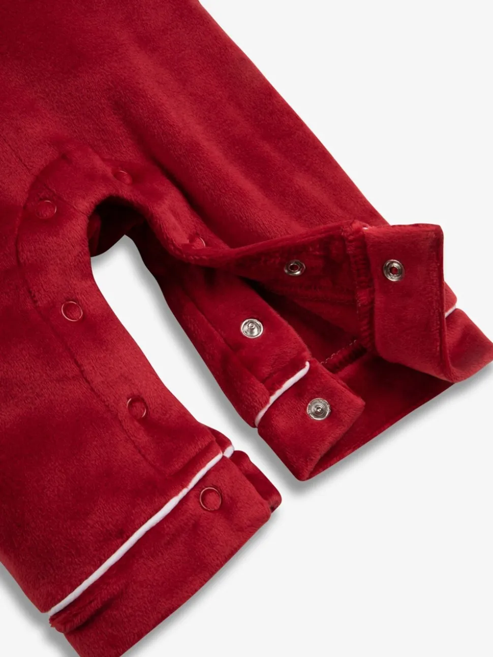 Rood - The Little Tailor luxe kerst onesie-romper van zacht velours voor baby's