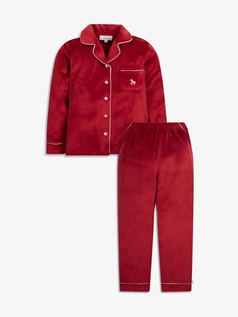 Rood - The Little Tailor Luxe kerstpyjama voor kinderen van zacht aanvoelend velours
