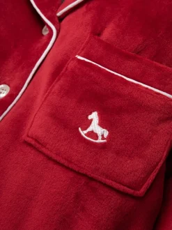 Rood - The Little Tailor Luxe kerstpyjama voor kinderen van zacht aanvoelend velours