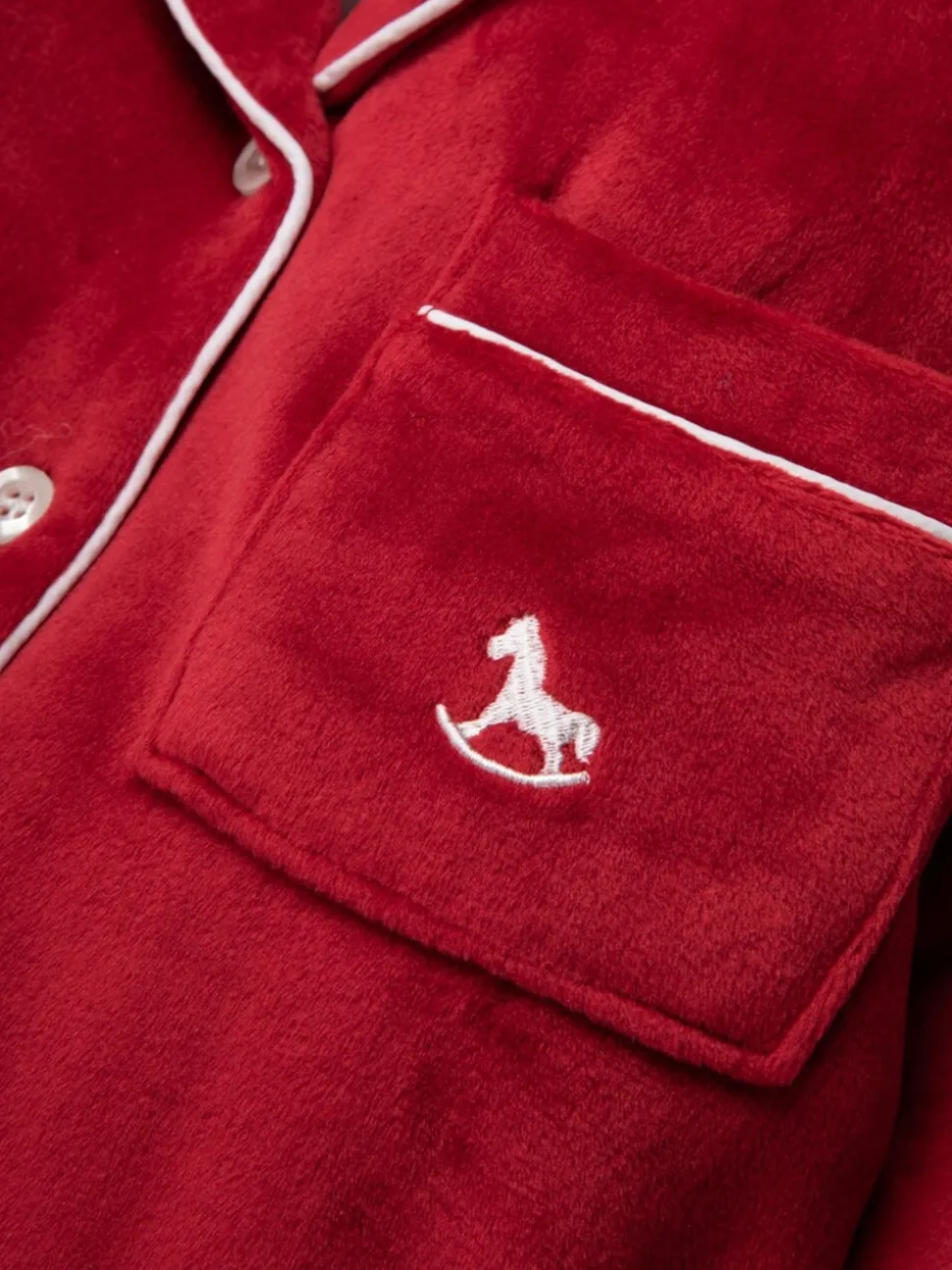 Rood - The Little Tailor Luxe kerstpyjama voor kinderen van zacht aanvoelend velours