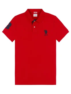 Rood - U.S. Polo Assn. Regular Fit Mens Player 3 Pique 100% Cotton Polo Shirt