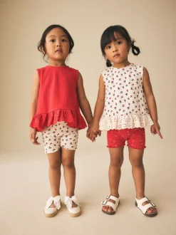 Rood / Wit - Set van 2 hemdjes en shorts (3mnd -7jr)
